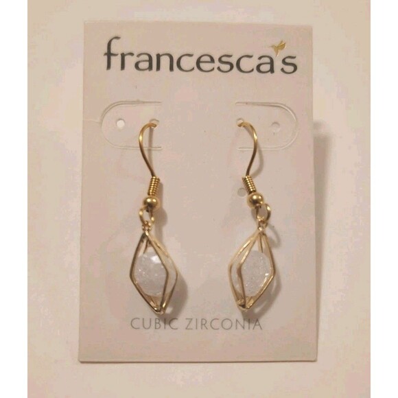 Jewelry - Cubic Zirconia Crystal Gold Tone Francesca Dangle Earrings